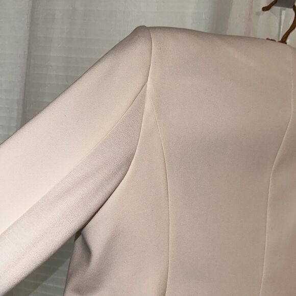 BCBG L Off-White Profesional Crop Asymmetrical Open Front Blazer Jacket - Picture 8 of 10